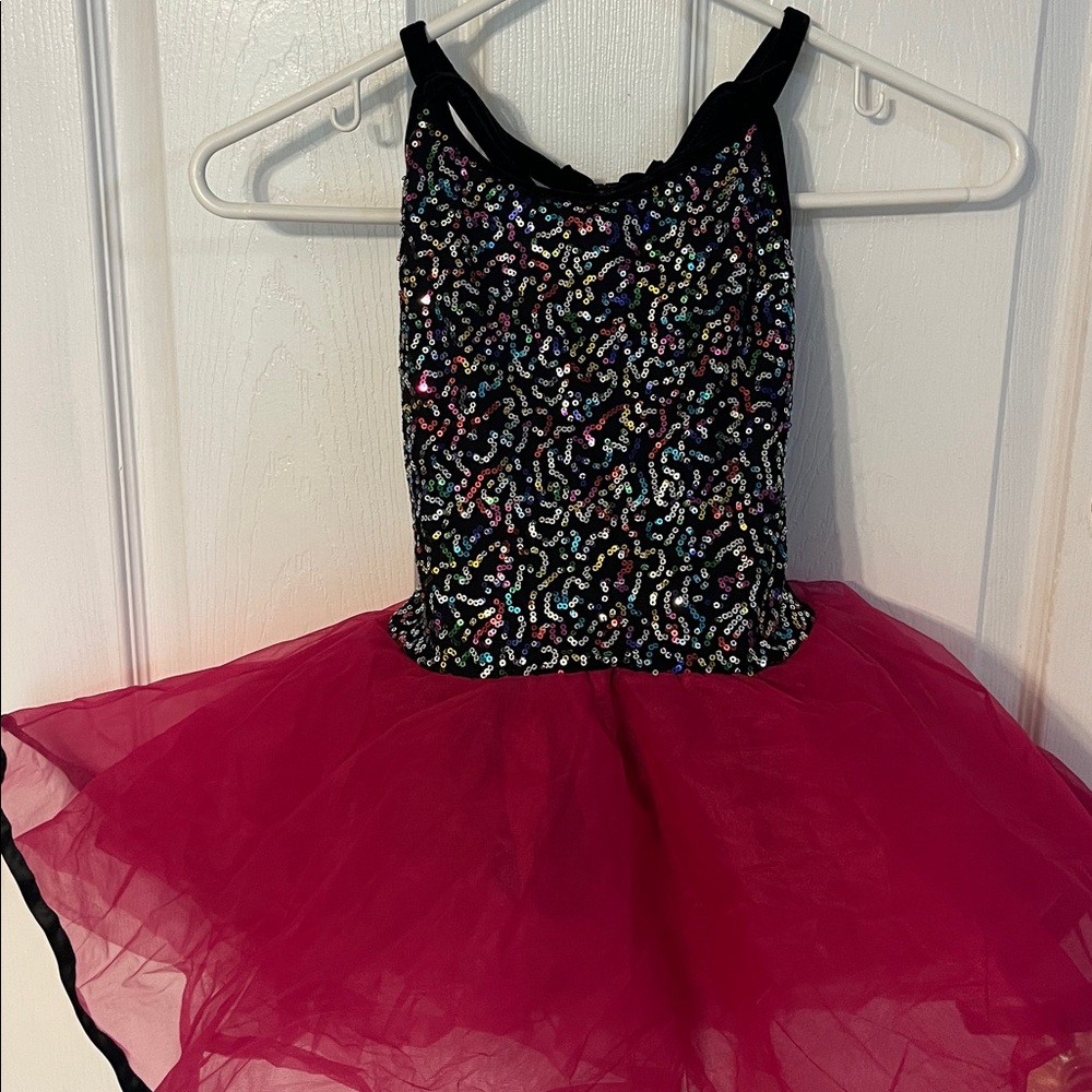 Pink and black Sequin and Tulle Dance costume